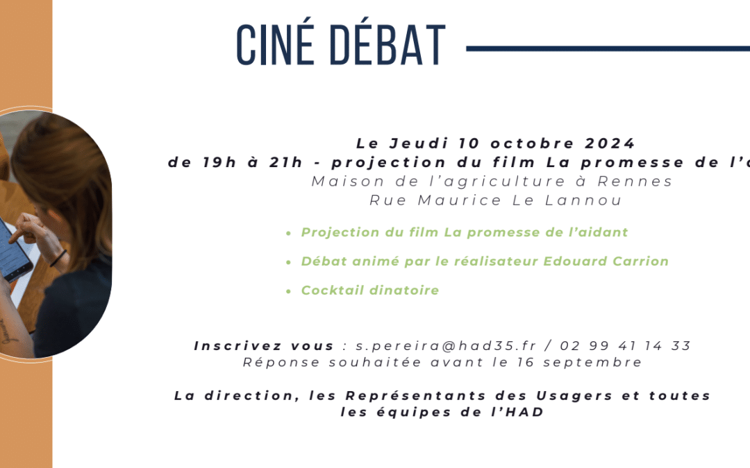 Ciné débat organisé par l’HAD 35 – Projection du film « La promesse de l’aidant »